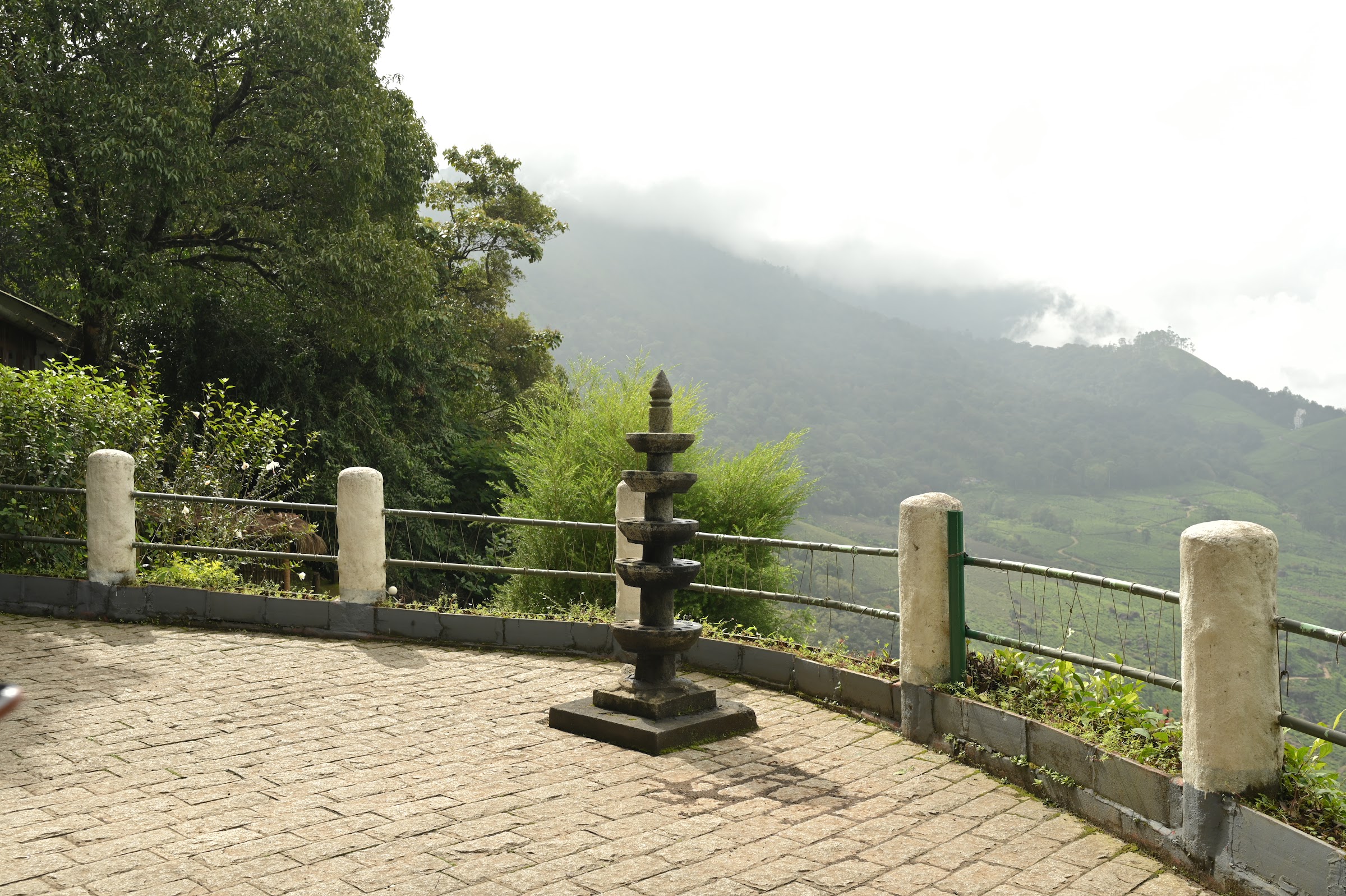 Blackberry Hills estate viewpoint with traditional lamp and mountain valley
