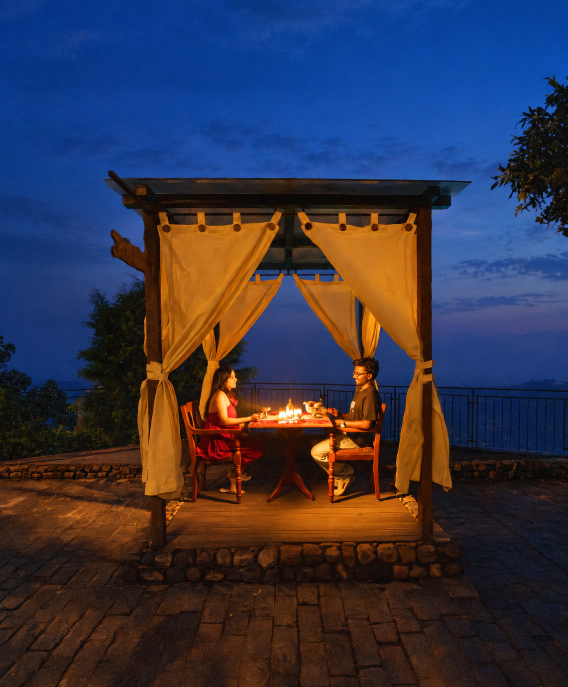 Romantic candlelight cabana dinner at Blackberry Hills Munnar