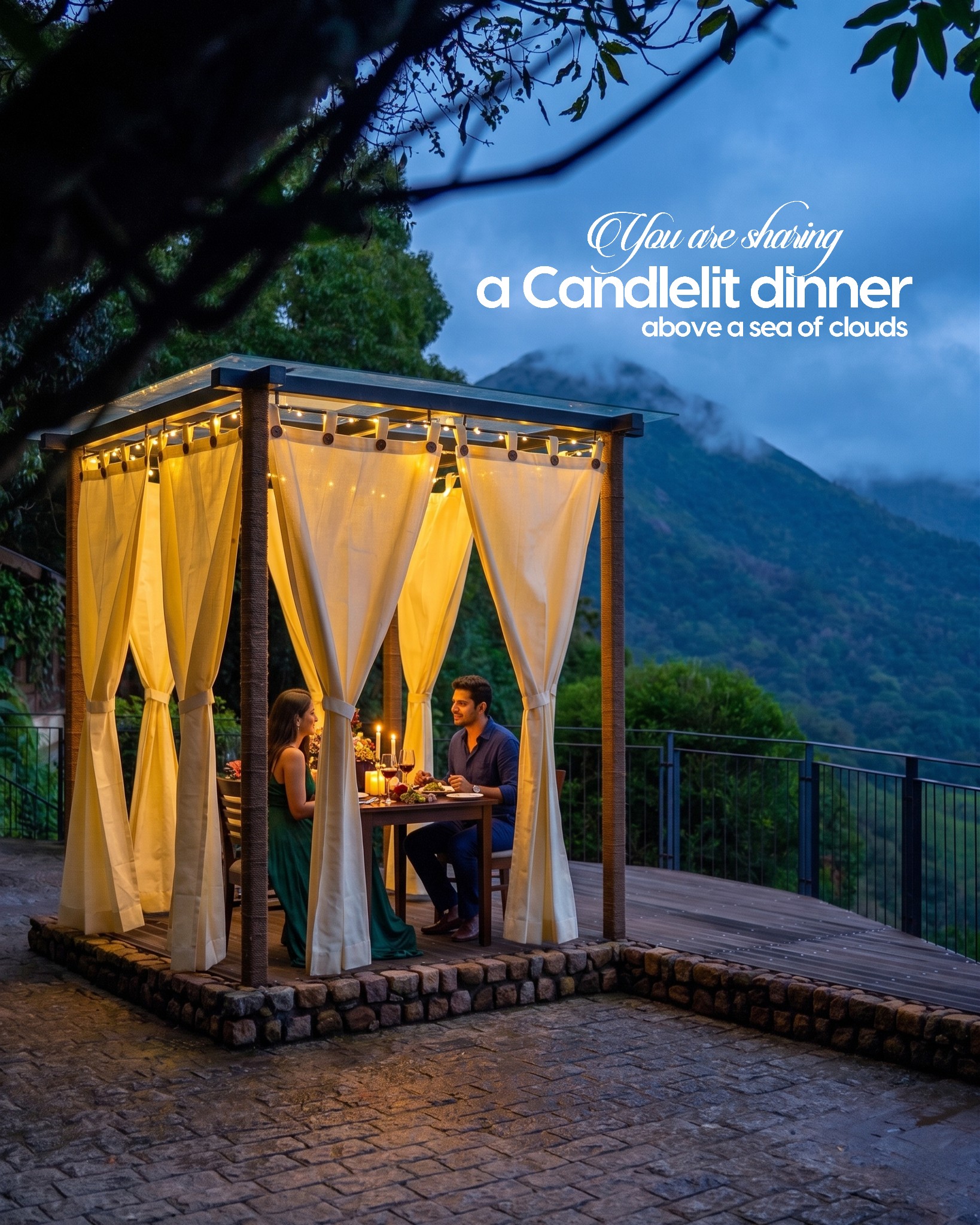 Candlelight dinner in the cabana at Blackberry Hills Munnar