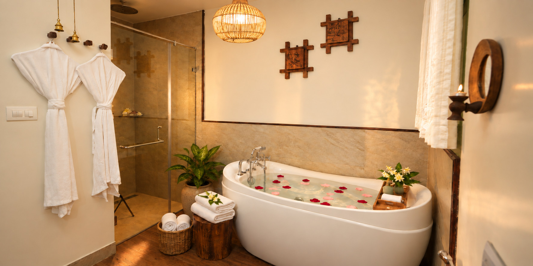 Bathtub and shower area in a Blackberry Hills guest room