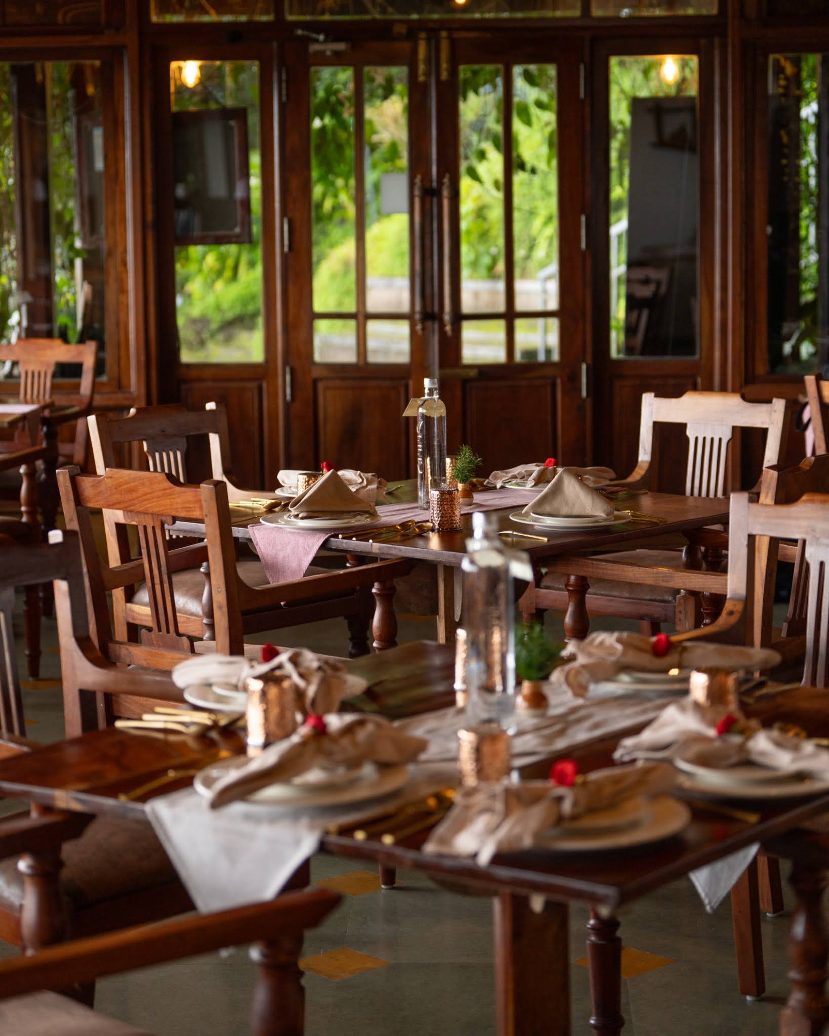Intimate dining room at Hornbill Restaurant, Blackberry Hills Munnar