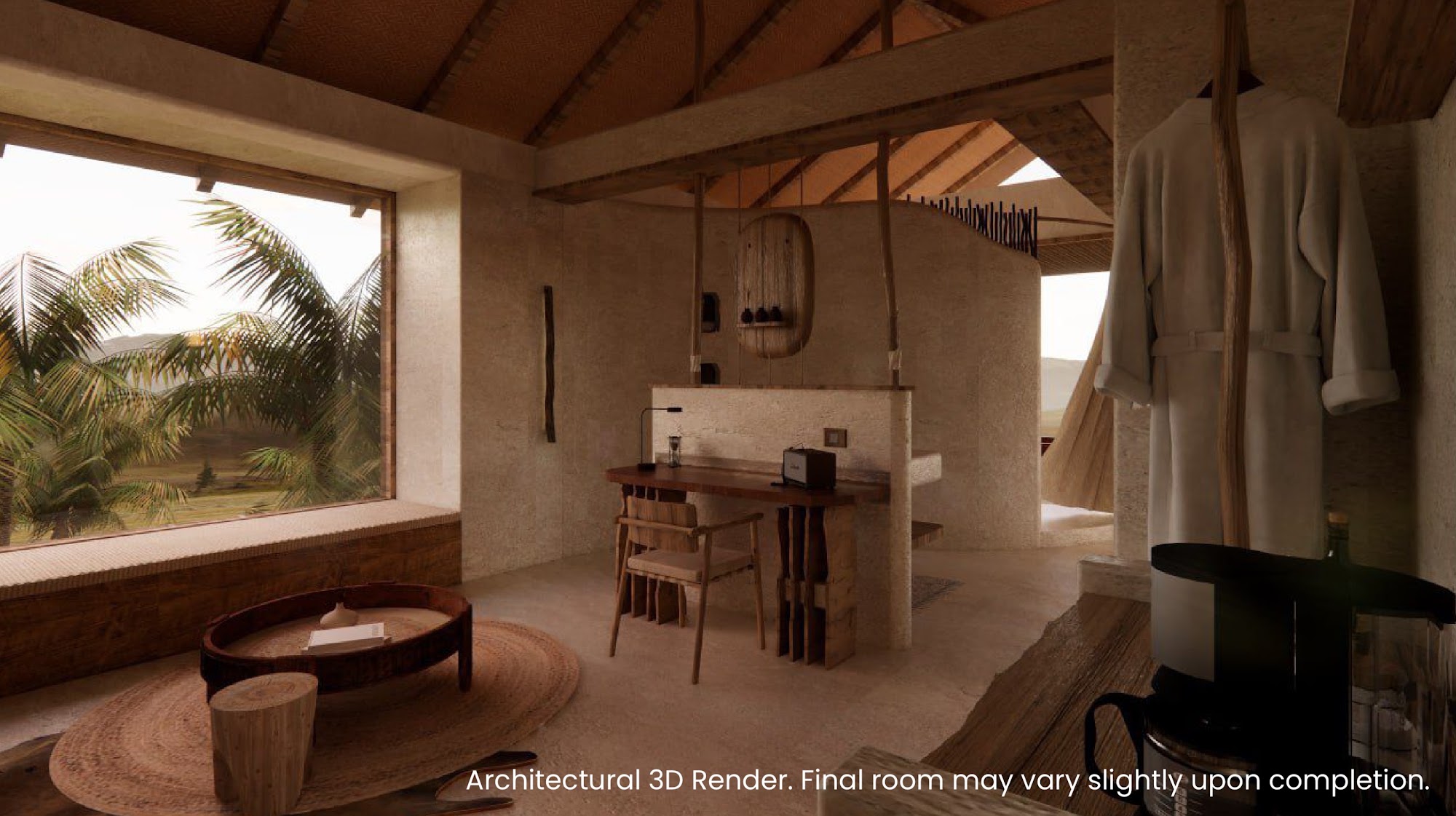 Architectural 3D render of Valley Edge Sanctuary with Copper Tub at Blackberry Hills Munnar
